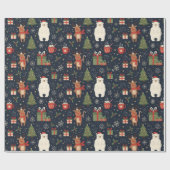 Cozy Christmas Pattern Reindeer Polar Bear Wrap Cadeaupapier (Vlak)