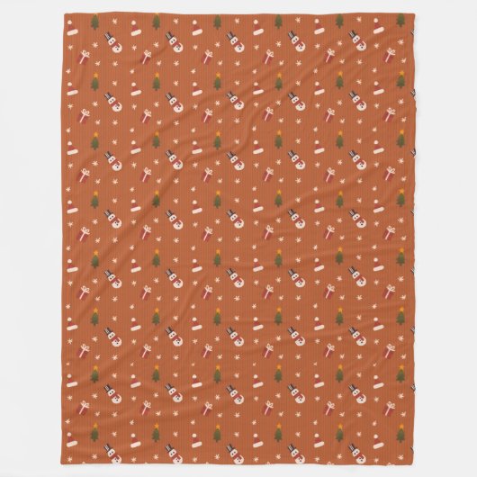 Cozy Christmas Pattern | Snowman, Gifts & Trees  Fleece Deken (Voorkant)