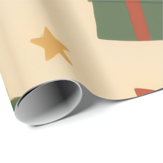 Cozy Christmas Pattern with Gifts and Trees Cadeaupapier (Rol Hoek)