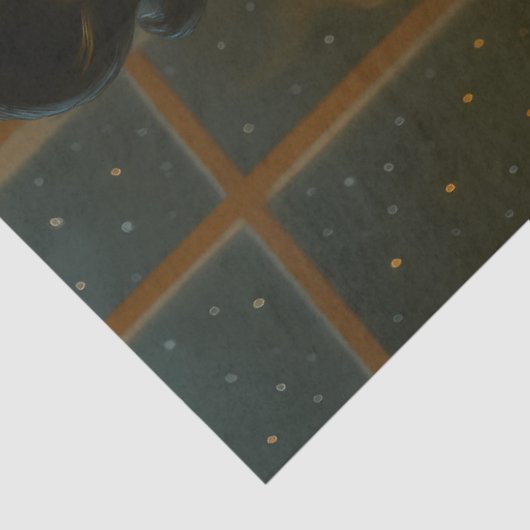 Cozy Christmas Pin-Up with Hot Cocoa — Retro Tissuepapier (Detail)