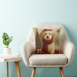Cozy Christmas Puppy Throw Pillow Kussen
