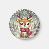 Cozy Christmas Reindeer in a Winter Wonderland Magneet (Voorkant)