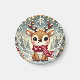 Cozy Christmas Reindeer in a Winter Wonderland Magneet