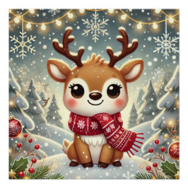 Cozy Christmas Reindeer in a Winter Wonderland Perfect Poster