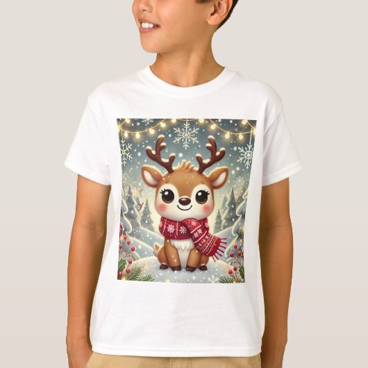 Cozy Christmas Reindeer in a Winter Wonderland T-shirt (Voorkant)