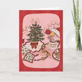 Cozy Christmas Scene Watercolor Holiday Card Kaart
