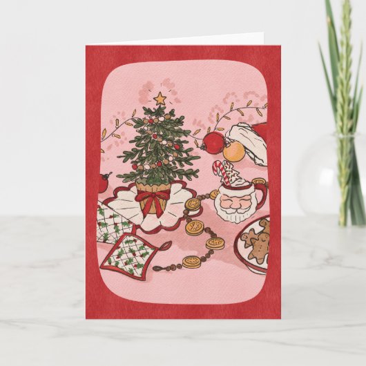 Cozy Christmas Scene Watercolor Holiday Card Kaart (Voorkant)