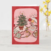 Cozy Christmas Scene Watercolor Holiday Card Kaart (Gele Bloem)