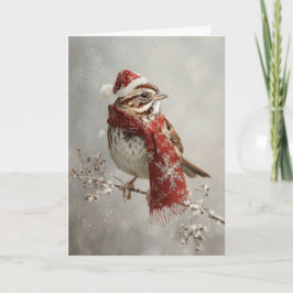 Cozy Christmas Sparrow Feestdagen Kaart