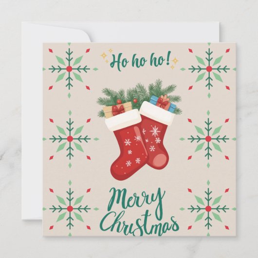 Cozy Christmas Stockings Card – Festive Holiday Gr (Voorkant)
