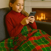 Cozy Christmas Tartan in Red and Green Fleece Deken