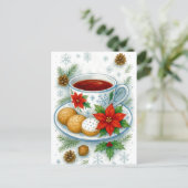 Cozy Christmas Tea & Cookies Holiday Postcard Feestdagenkaart (Staand voorkant)