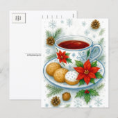 Cozy Christmas Tea & Cookies Holiday Postcard Feestdagenkaart (Voorkant / Achterkant)