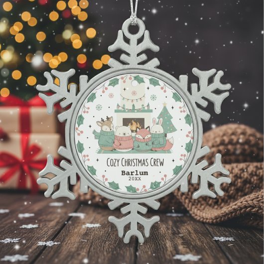 Cozy Christmas Tin Sneeuwvlok Ornament
