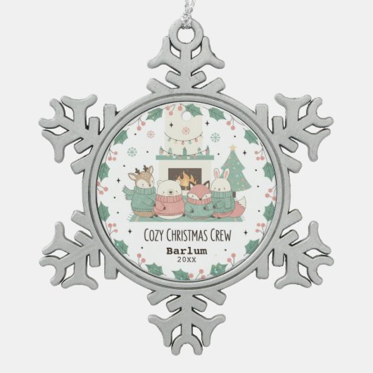 Cozy Christmas Tin Sneeuwvlok Ornament (Voorkant)