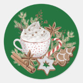Cozy Christmas Treats Ronde Sticker (Voorkant)