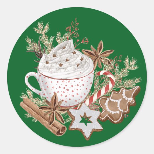 Cozy Christmas Treats Ronde Sticker (Voorkant)