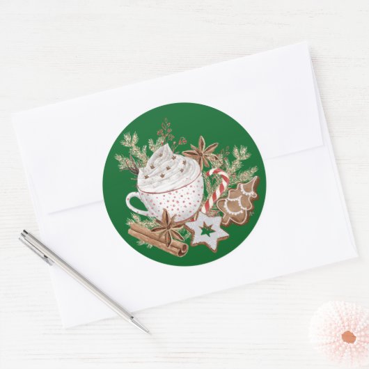 Cozy Christmas Treats Ronde Sticker (Envelop)