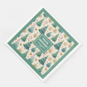 Cozy Christmas Trees Rustic Red Green Gold Napkins Servet (Hoek)