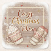 Cozy Christmas Vibes Decorative Pillow Kartonnen Onderzetters (Voorkant)