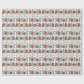 Cozy Christmas Village Buffalo Plaid Reindeer Cadeaupapier (Vlak)