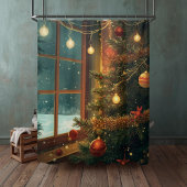 Cozy Christmas Window Shower Curtain Douchegordijn