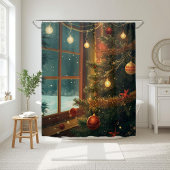 Cozy Christmas Window Shower Curtain Douchegordijn