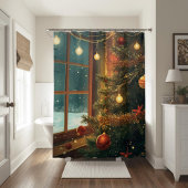 Cozy Christmas Window Shower Curtain Douchegordijn