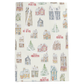 Cozy Christmas Winter Homes Wrapping Paper Medium Cadeauzakje