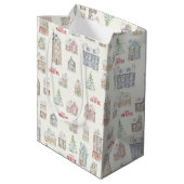 Cozy Christmas Winter Homes Wrapping Paper Medium Cadeauzakje (Achterkant Gekanteld)