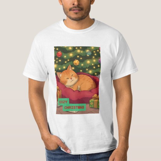 Cozy Christmas with an Orange Cat T-shirt (Voorkant)