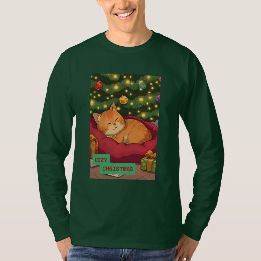 Cozy Christmas with an Orange Cat T-shirt (Voorkant)
