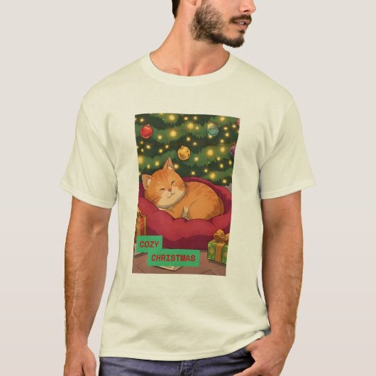 Cozy Christmas with an Orange Cat T-shirt (Voorkant)