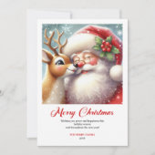 Cozy Classic Santa And Rudolph Holiday Greeting Feestdagenkaart (Voorkant)