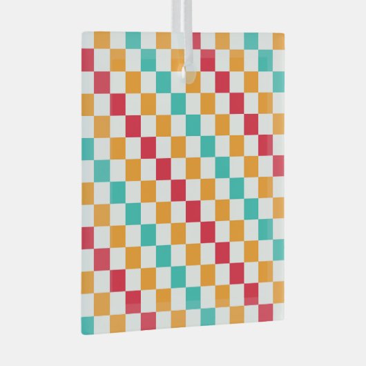 Cozy classroom diagonal checkerboard pattern glas ornament (Voorkant Rechts)