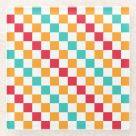 Cozy classroom diagonal checkerboard pattern glazen onderzetter