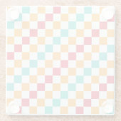 Cozy classroom diagonal checkerboard pattern glazen onderzetter (Achterkant)