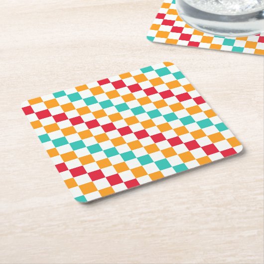 Cozy classroom diagonal checkerboard pattern kartonnen onderzetters (Schuin)