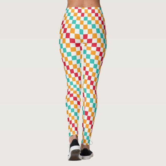 Cozy classroom diagonal checkerboard pattern leggings (Achterkant)
