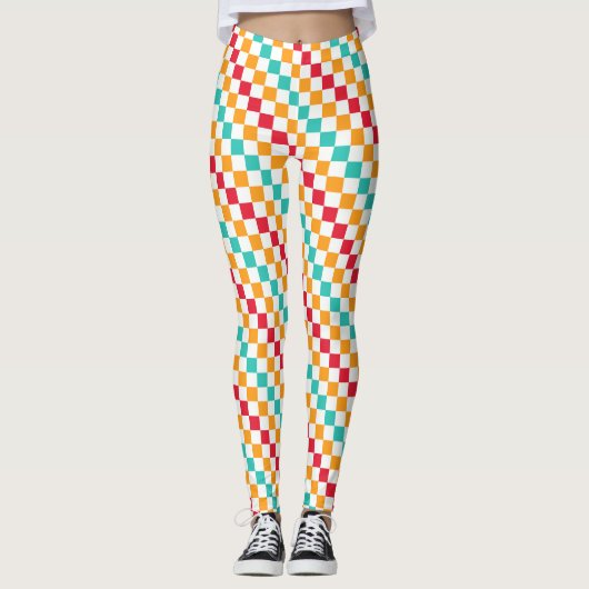 Cozy classroom diagonal checkerboard pattern leggings (Voorkant)