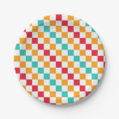 Cozy classroom diagonal checkerboard pattern papieren bordje (Voorkant)
