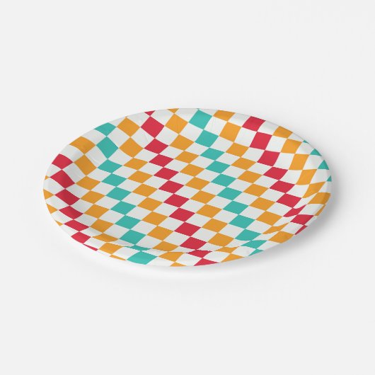 Cozy classroom diagonal checkerboard pattern papieren bordje (Gekanteld)