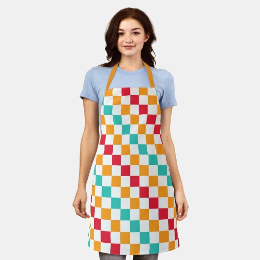 Cozy classroom diagonal checkerboard pattern schort (Gedragen)