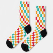 Cozy classroom diagonal checkerboard pattern sokken (Links)