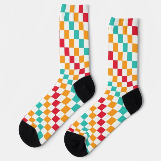 Cozy classroom diagonal checkerboard pattern sokken (Links)