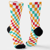 Cozy classroom diagonal checkerboard pattern sokken (Gebogen)