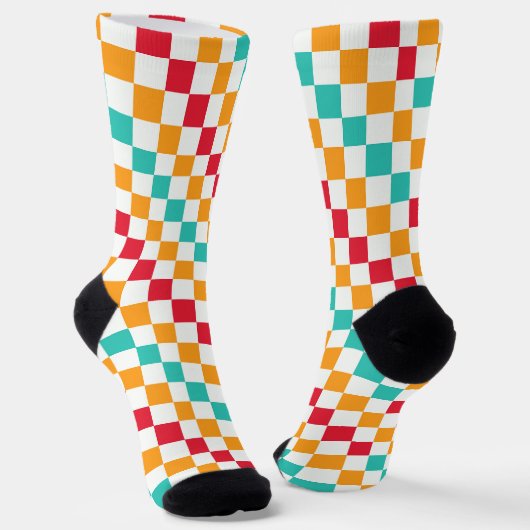 Cozy classroom diagonal checkerboard pattern sokken (Gebogen)