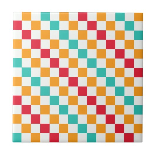 Cozy classroom diagonal checkerboard pattern tegeltje (Voorkant)