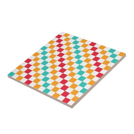Cozy classroom diagonal checkerboard pattern tegeltje (Zijkant)