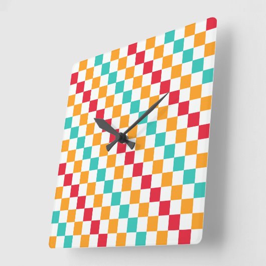 Cozy classroom diagonal checkerboard pattern vierkante klok (Hoek)